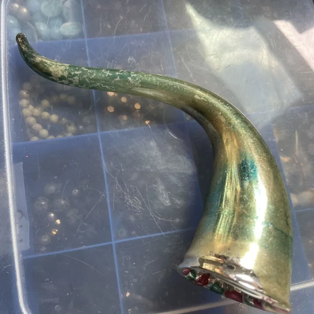 Mercury Glass Christmas Ornament Pipe Horn Holiday Vintage Decor
